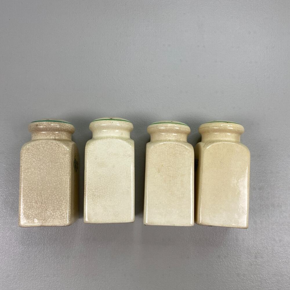 Vintage Shaker Set Salt Pepper Flour Sugar Floral Ceramic Hand Painted Japan 50s - Picture 5 of 12